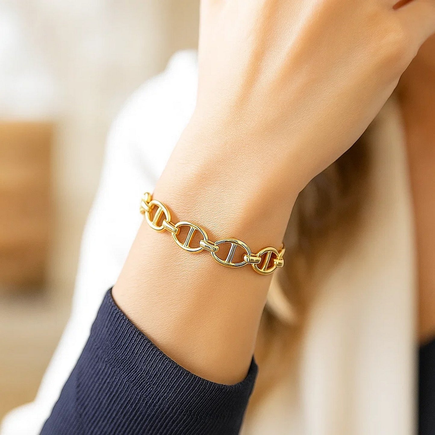 14k Yellow Gold High Polish Mariner Link Bracelet (8.80 mm)