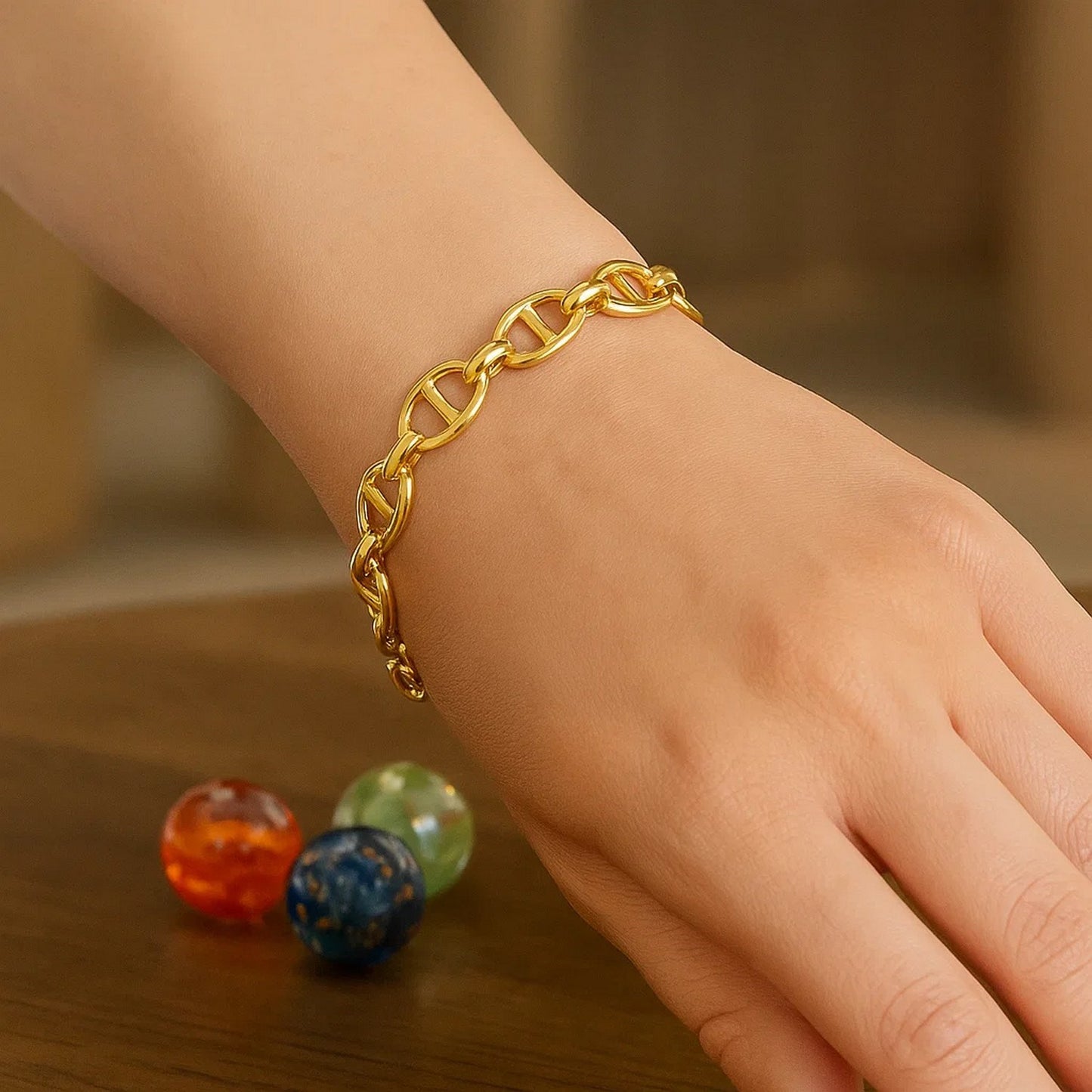 14k Yellow Gold High Polish Mariner Link Bracelet (8.80 mm)