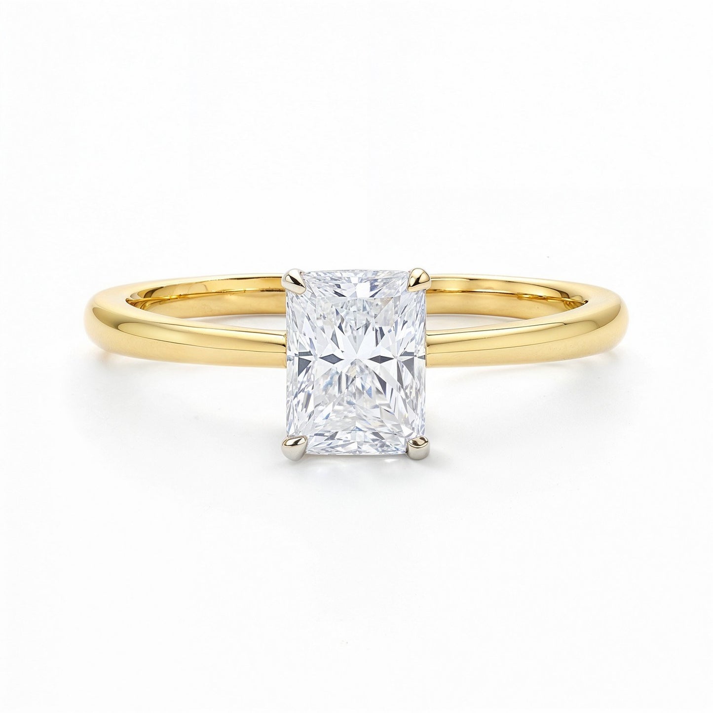 1 Carat Radiant Lab Grown IGI G/VS1 Diamond Solitaire Ring in 14K Yellow Gold