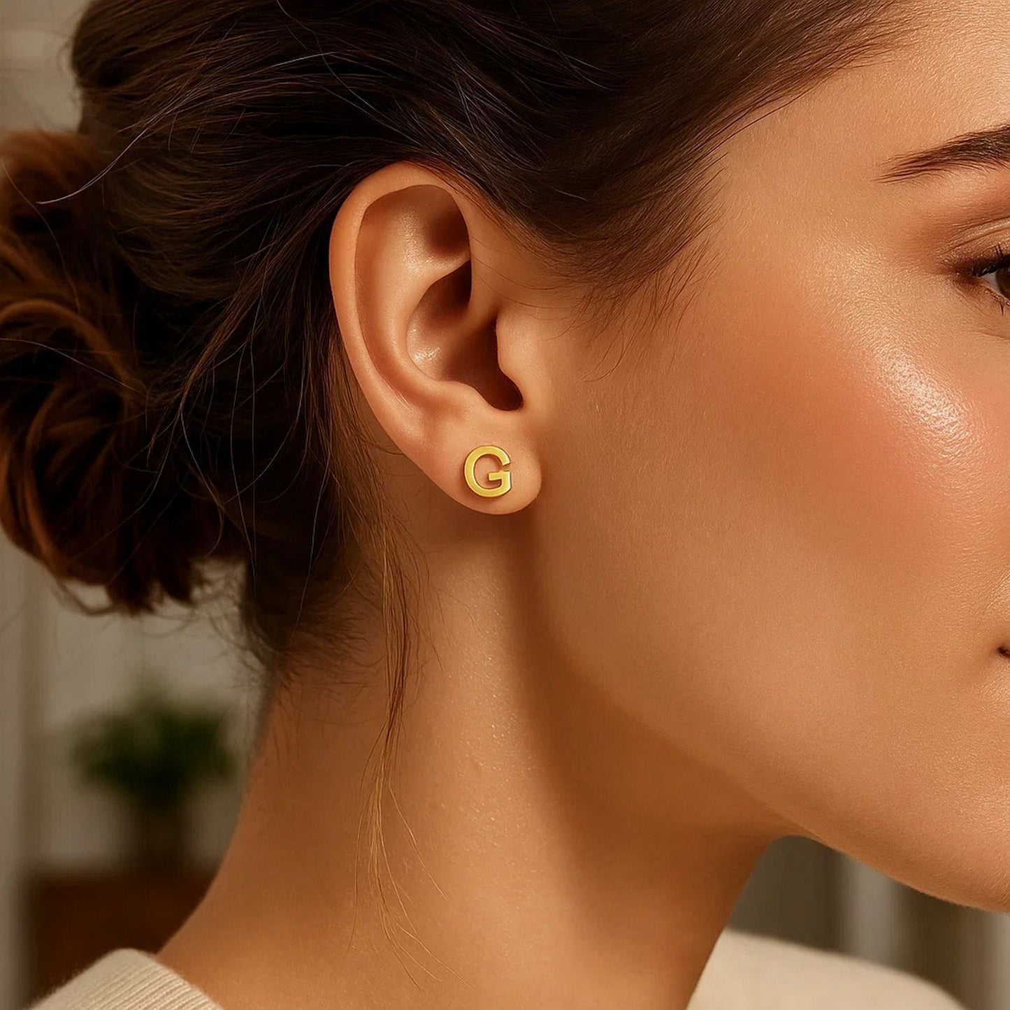 14K Yellow Gold Yours Truly Initial G Stud Earrings