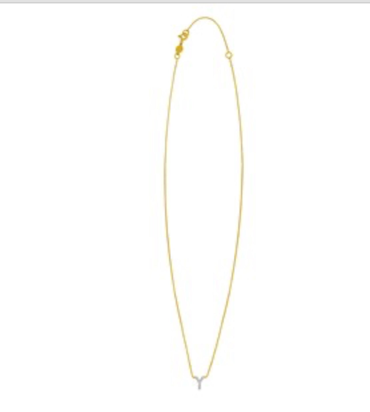 14K Yellow Gold Mini Diamond Y Initial Pendant Necklace