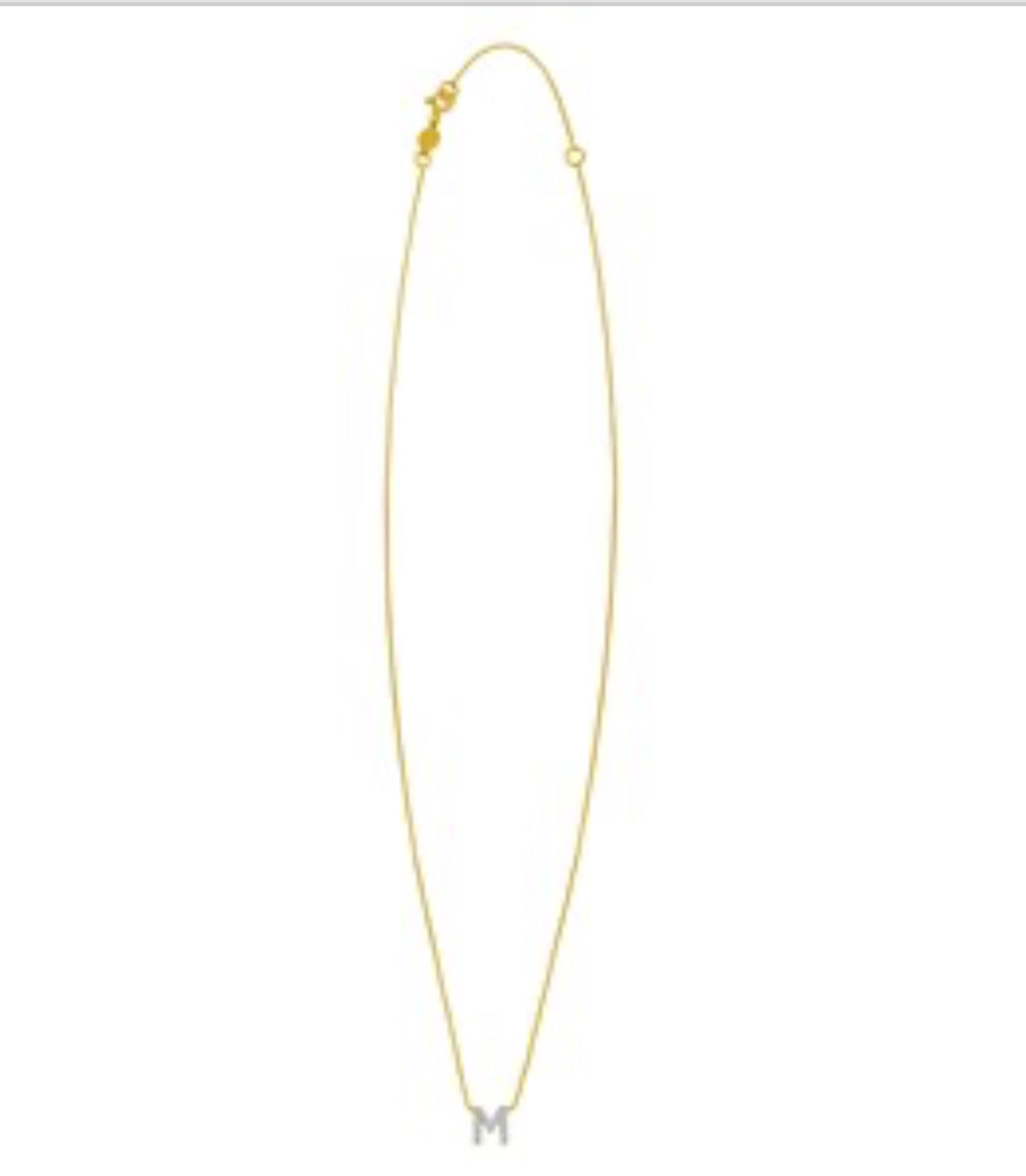 14K Yellow Gold Mini Diamond M Initial Pendant Necklace