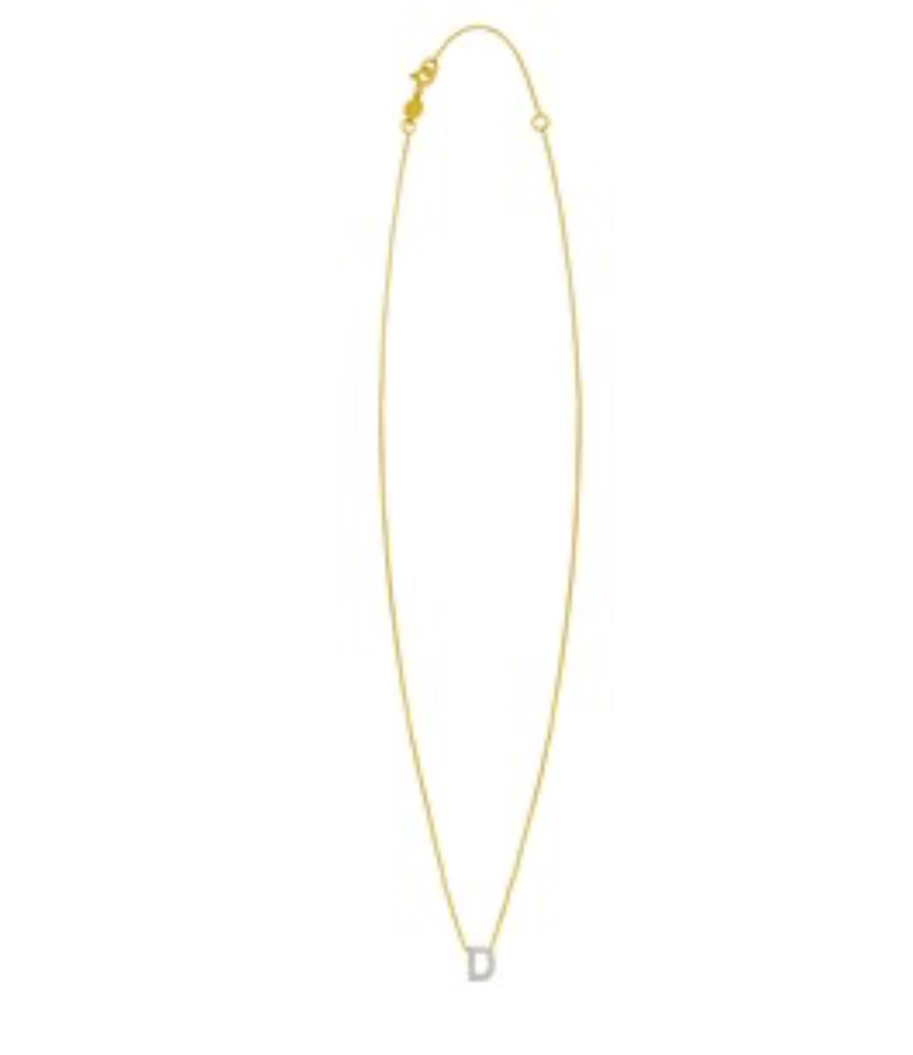 14K Yellow Gold Mini Diamond D Initial Pendant Necklace