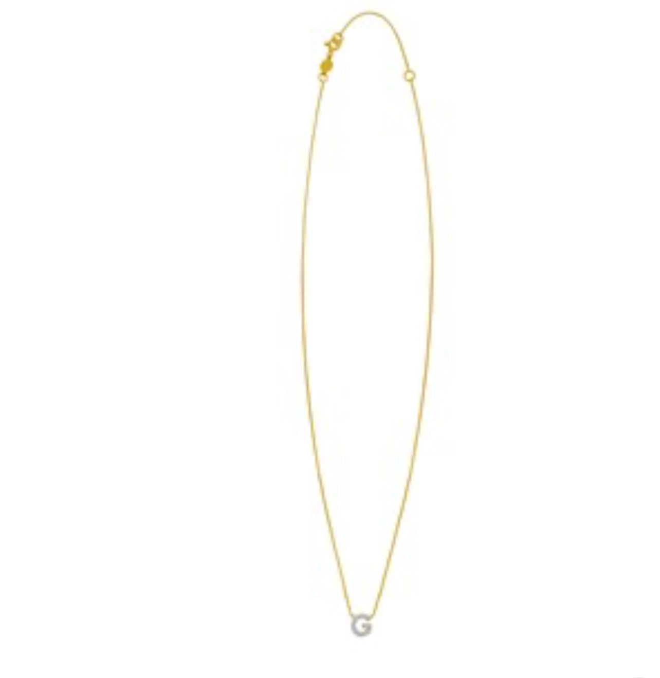 14K Yellow Gold Mini Diamond G Initial Pendant Necklace