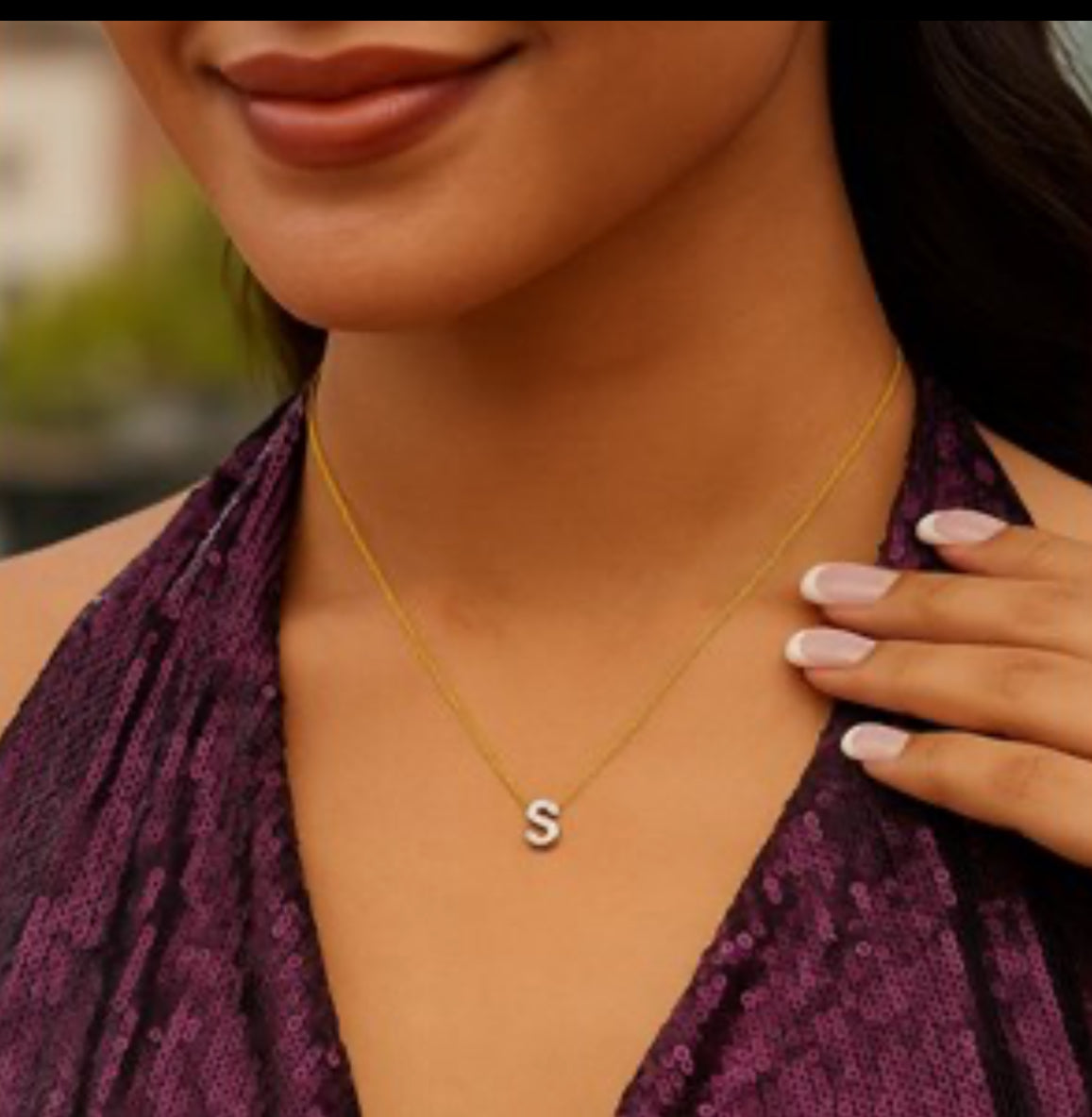 14K Yellow Gold Mini Diamond S Initial Pendant Necklace