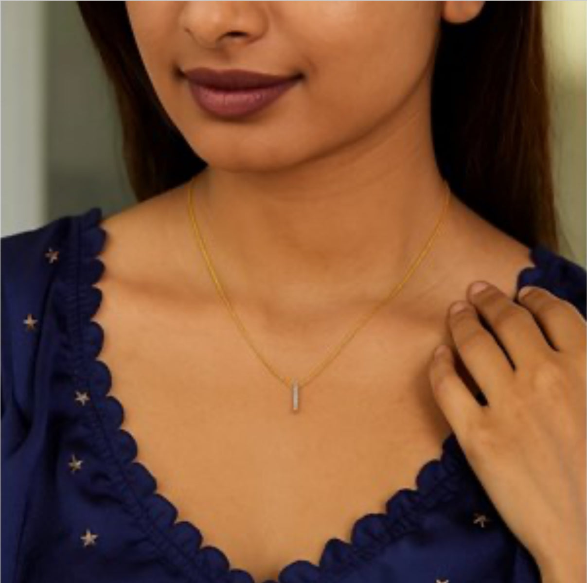 14K Yellow Gold Mini Diamond I Initial Pendant Necklace