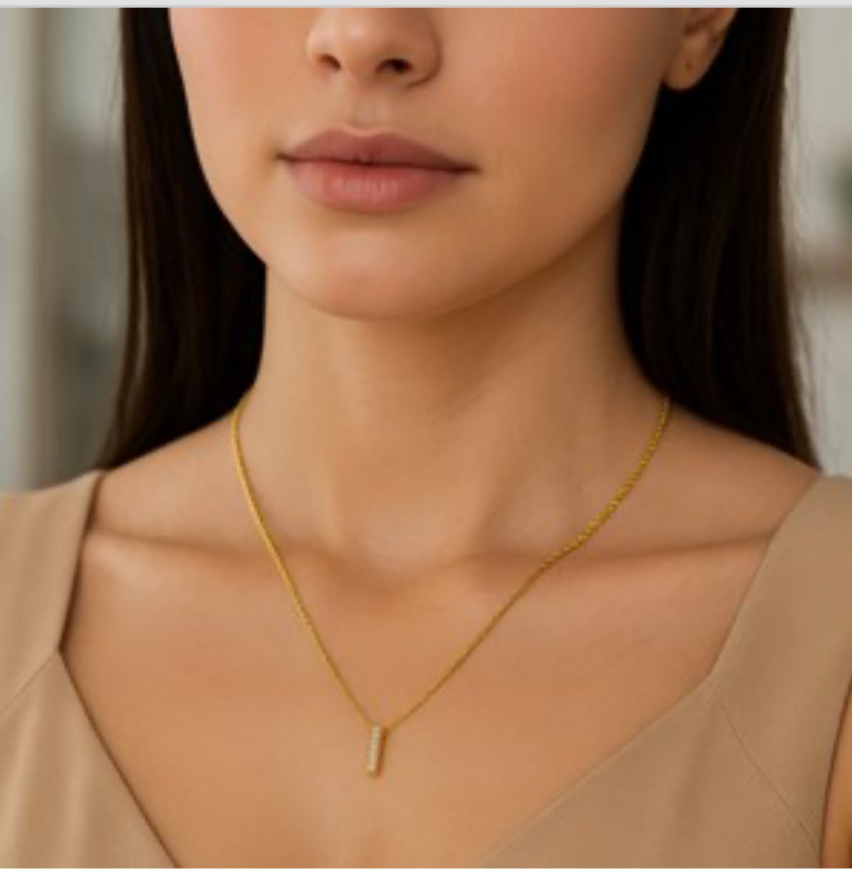 14K Yellow Gold Mini Diamond I Initial Pendant Necklace