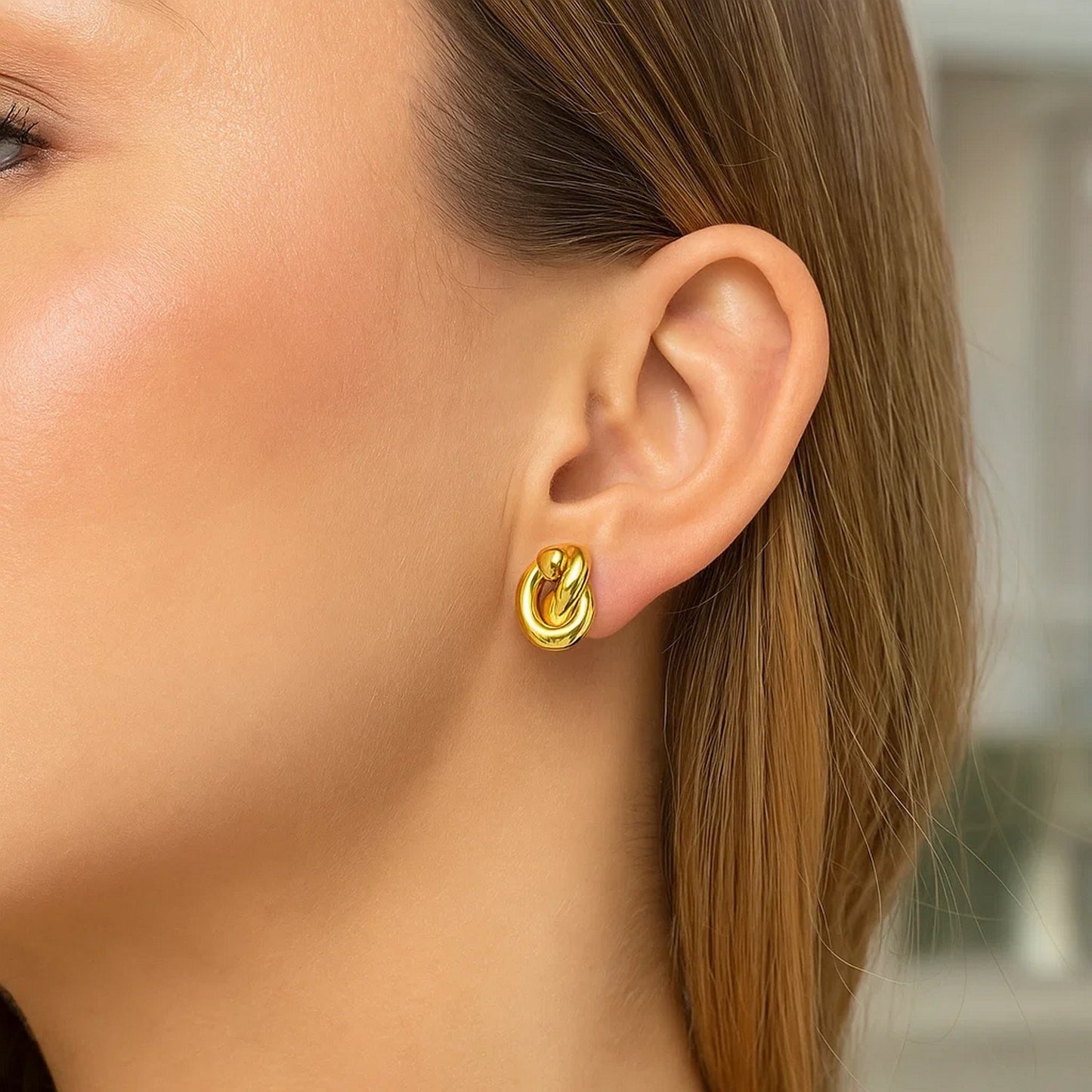 14k Yellow Gold Polished Knot Earrings