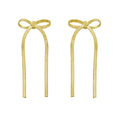 Sterling Silver Yellow Gold Plated Snake Chain Drop Dangle Bow Earrings