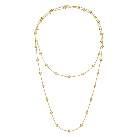 14K Yellow Gold Pyramid Station Layered Necklace