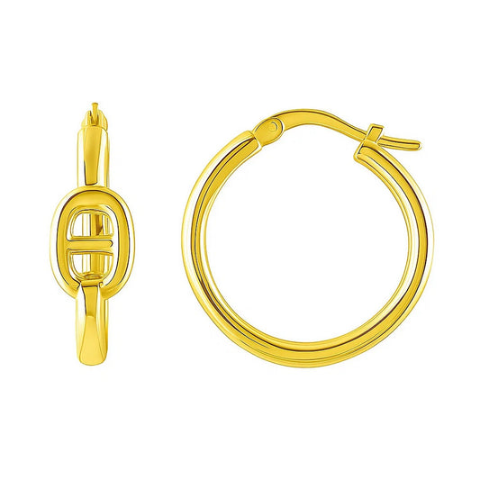 Puff Mariner Hoop Earrings in 14K Yellow Gold (21mmx20mm)