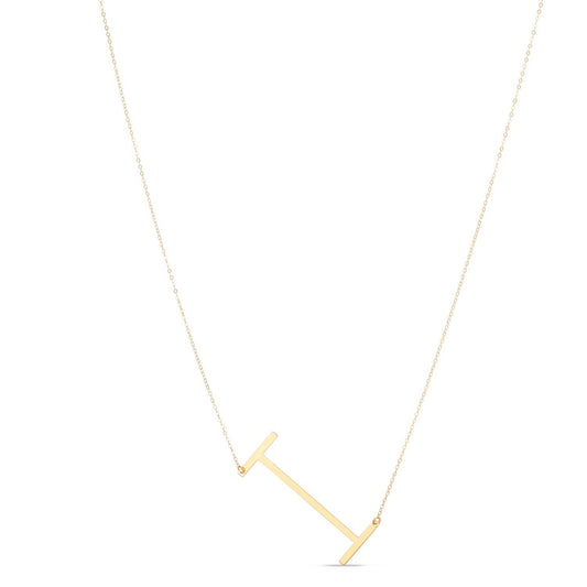 14K Yellow Gold Yours Truly Large Initial I Necklace