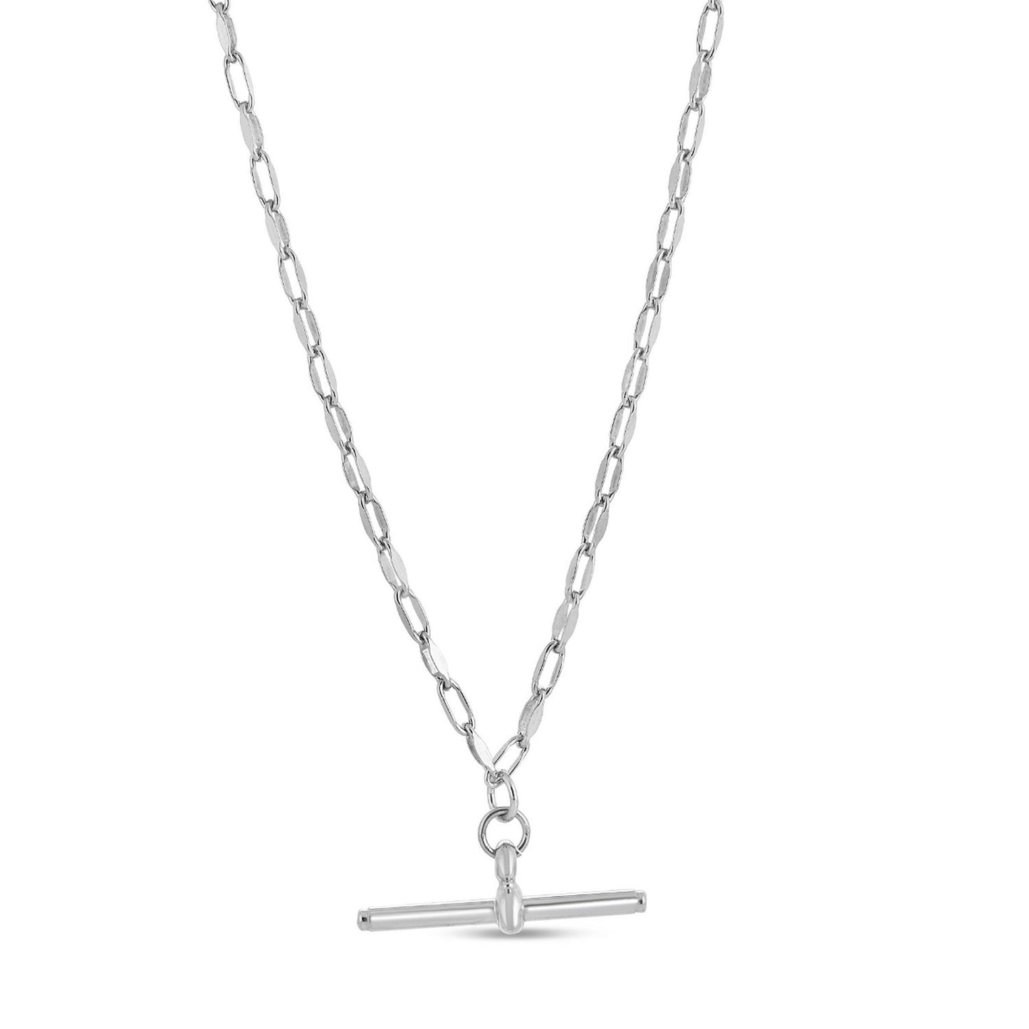 Sterling Silver Rhodium Plated Toggle Link Necklace