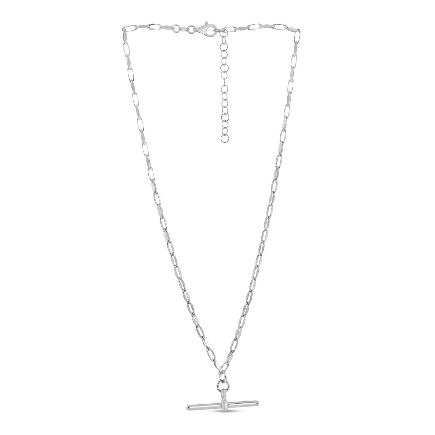 Sterling Silver Rhodium Plated Toggle Link Necklace