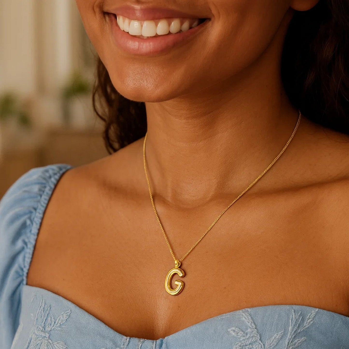 14K Yellow Gold Helium Initial G Pendant