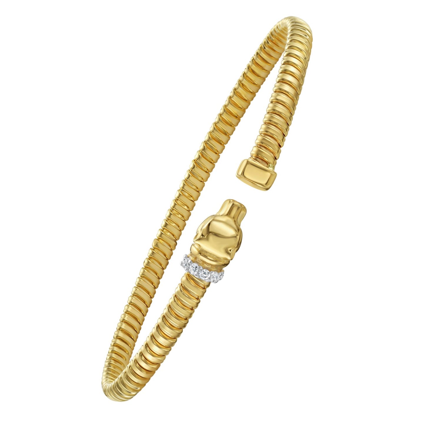 14K Yellow Gold Tubogas Panther Cuff with Diamonds (3.90 mm)
