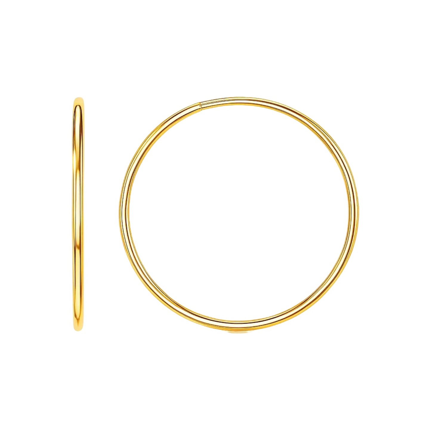 Endless Hoop Style Earrings in 14K Yellow Gold(1.2x30mm)