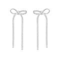 Sterling Silver Snake Chain Drop Dangle Bow Earrings