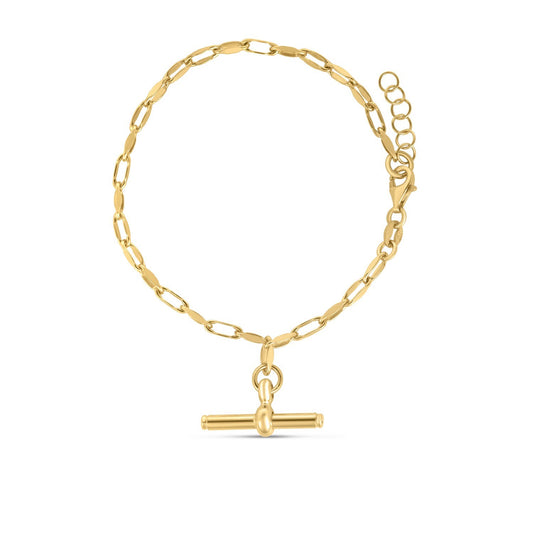 Sterling Silver Yellow Gold Plated Toggle Link Bracelet