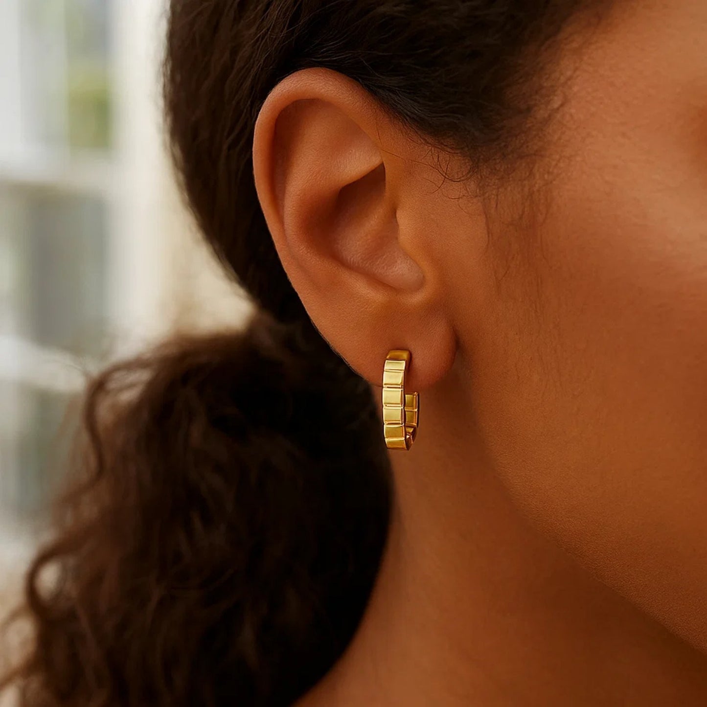 14K Yellow Gold Fancy Oval Hoop Earrings