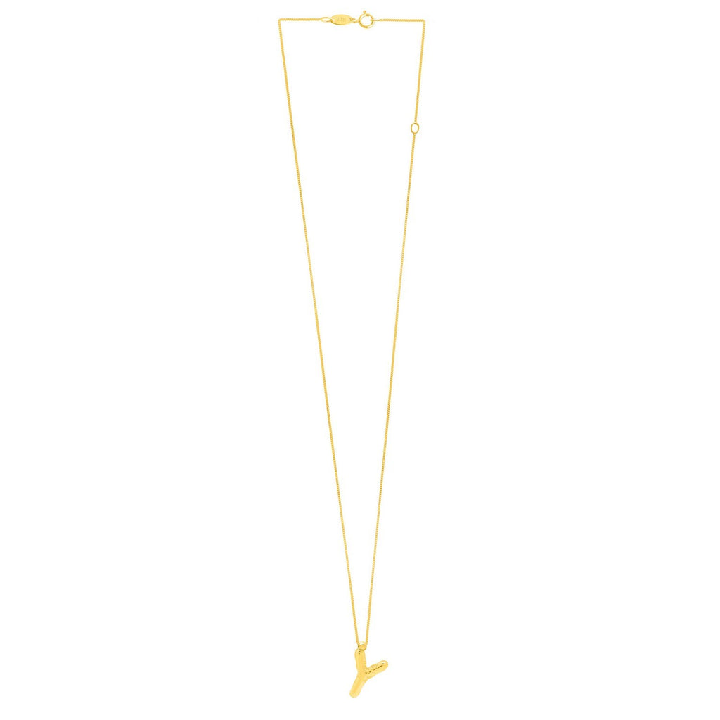 14K Yellow Gold Helium Initial Y Pendant