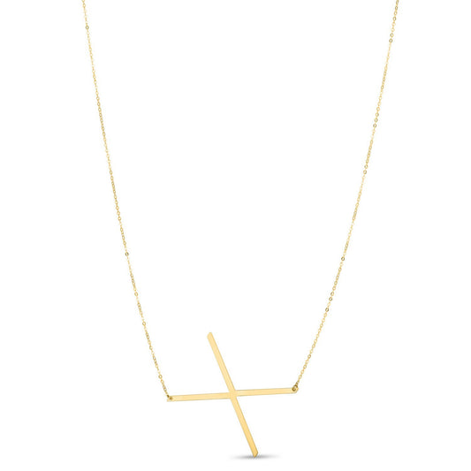 14K Yellow Gold Yours Truly Large Initial X Necklace