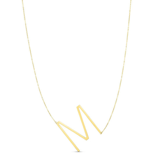 14K Yellow Gold Yours Truly Large Initial M Necklace
