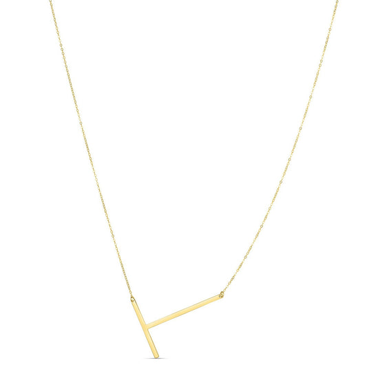 14K Yellow Gold Yours Truly Large Initial T Necklace