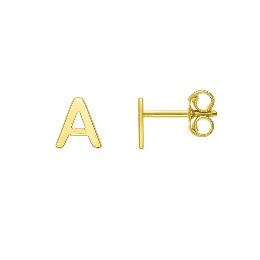 14K Yellow Gold Yours Truly Initial A Stud Earrings