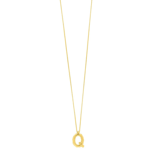 14K Yellow Gold Helium Initial Q Pendant