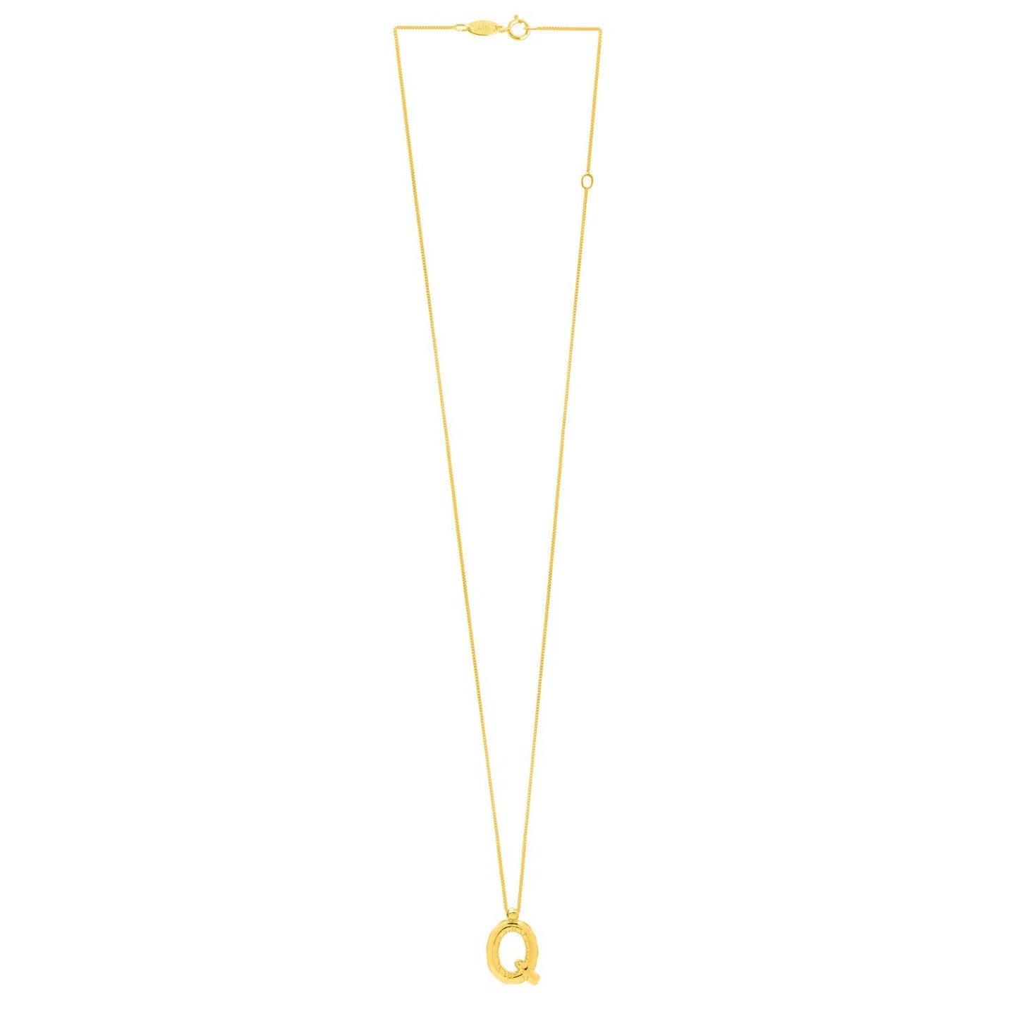 14K Yellow Gold Helium Initial Q Pendant