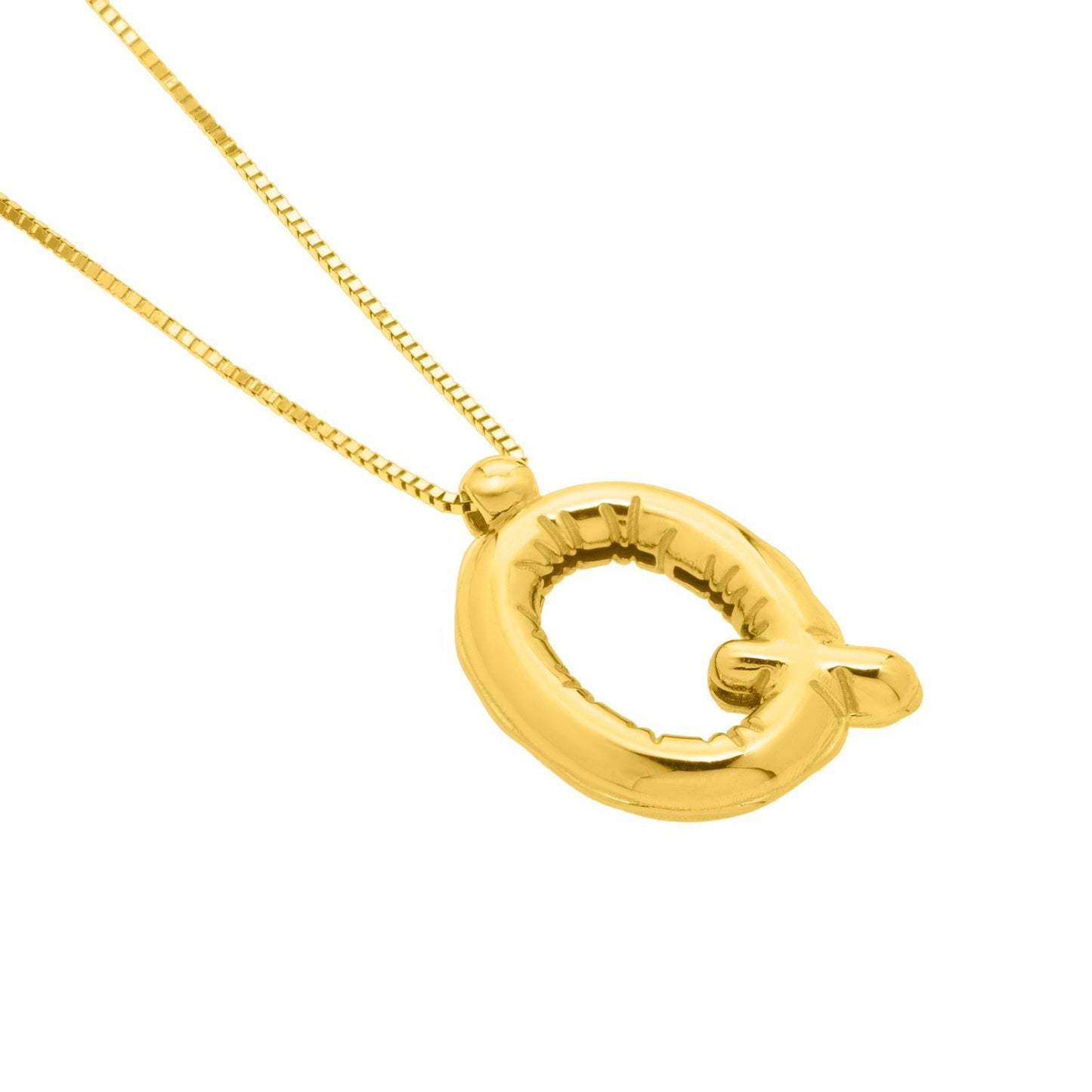 14K Yellow Gold Helium Initial Q Pendant