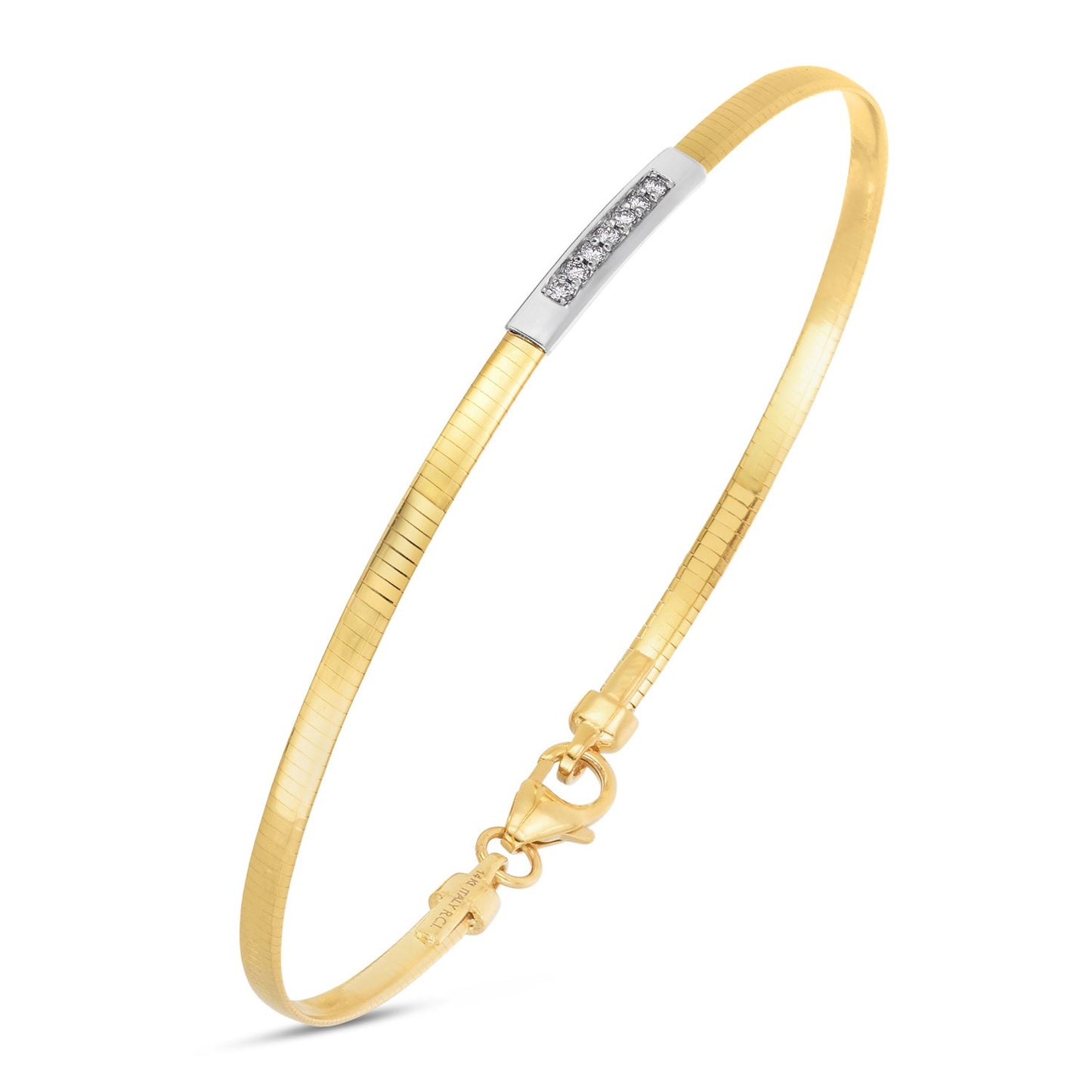 14K Yellow Gold Omega Diamond Bar Bracelet