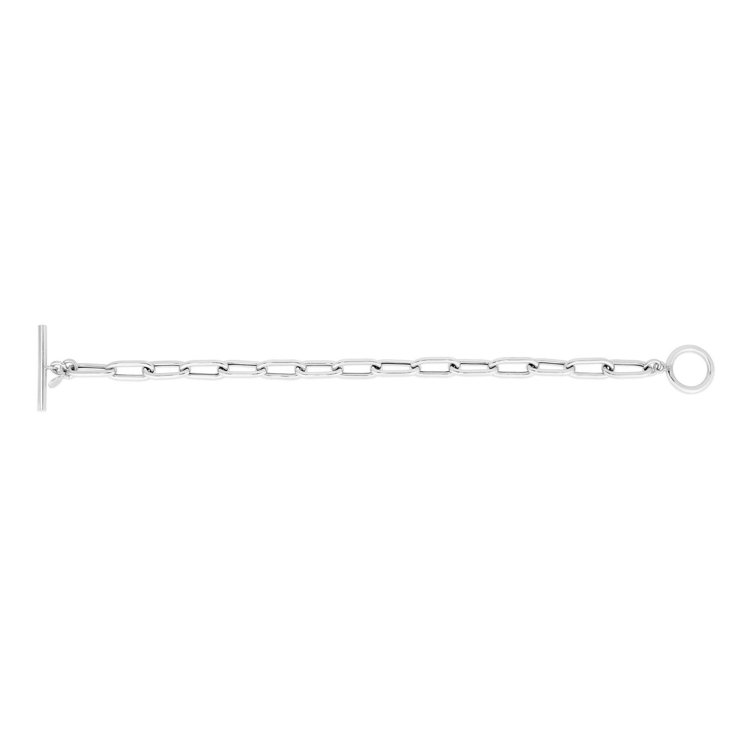 Sterling Silver Rhodium Plated Paperclip Toggle Necklace