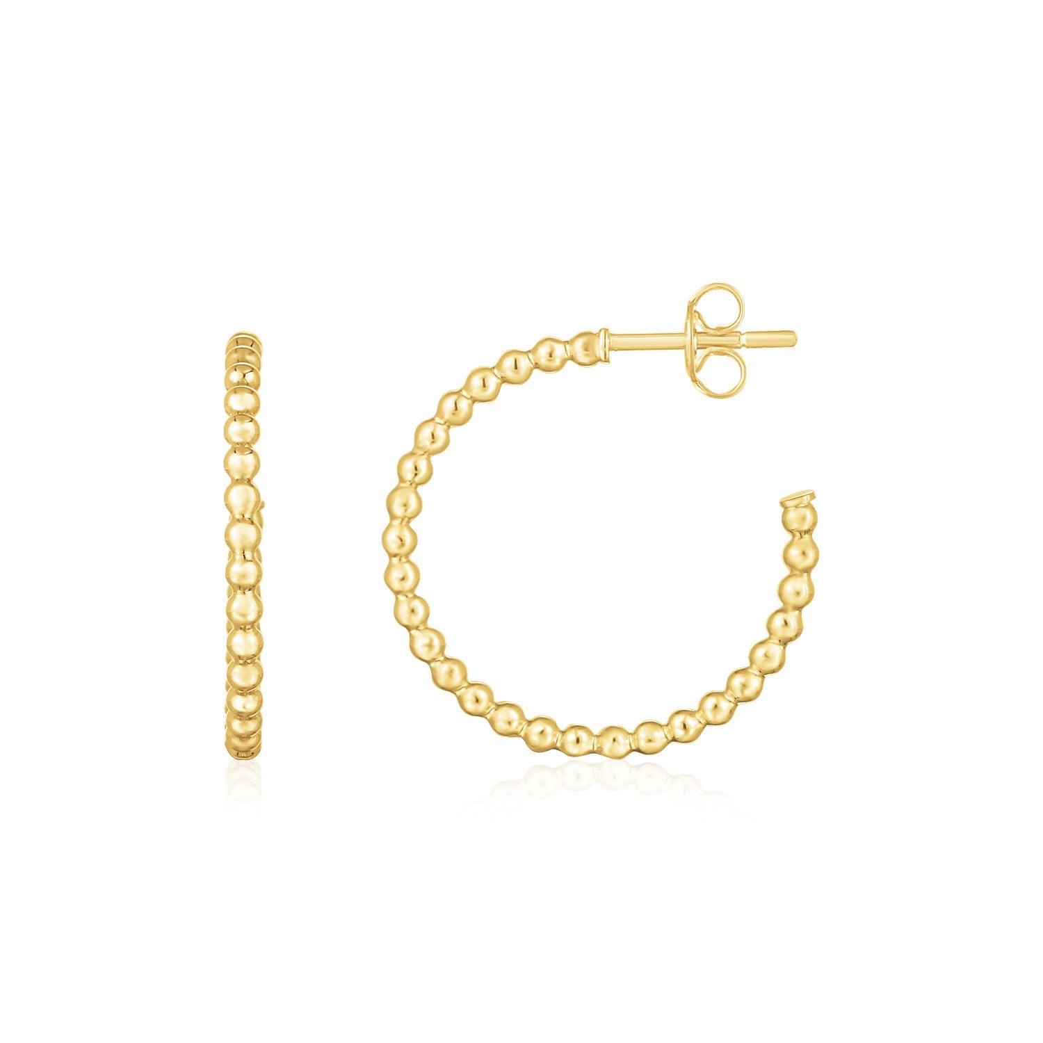 Aros de cuentas de oro amarillo de 14 quilates (2 x 23,4 mm)