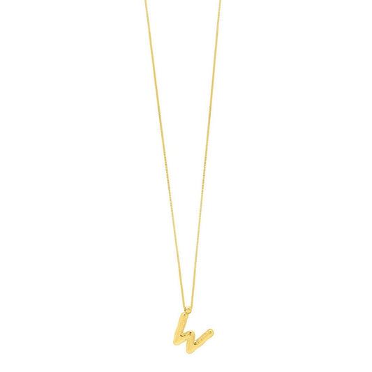 14K Yellow Gold Helium Initial W Pendant