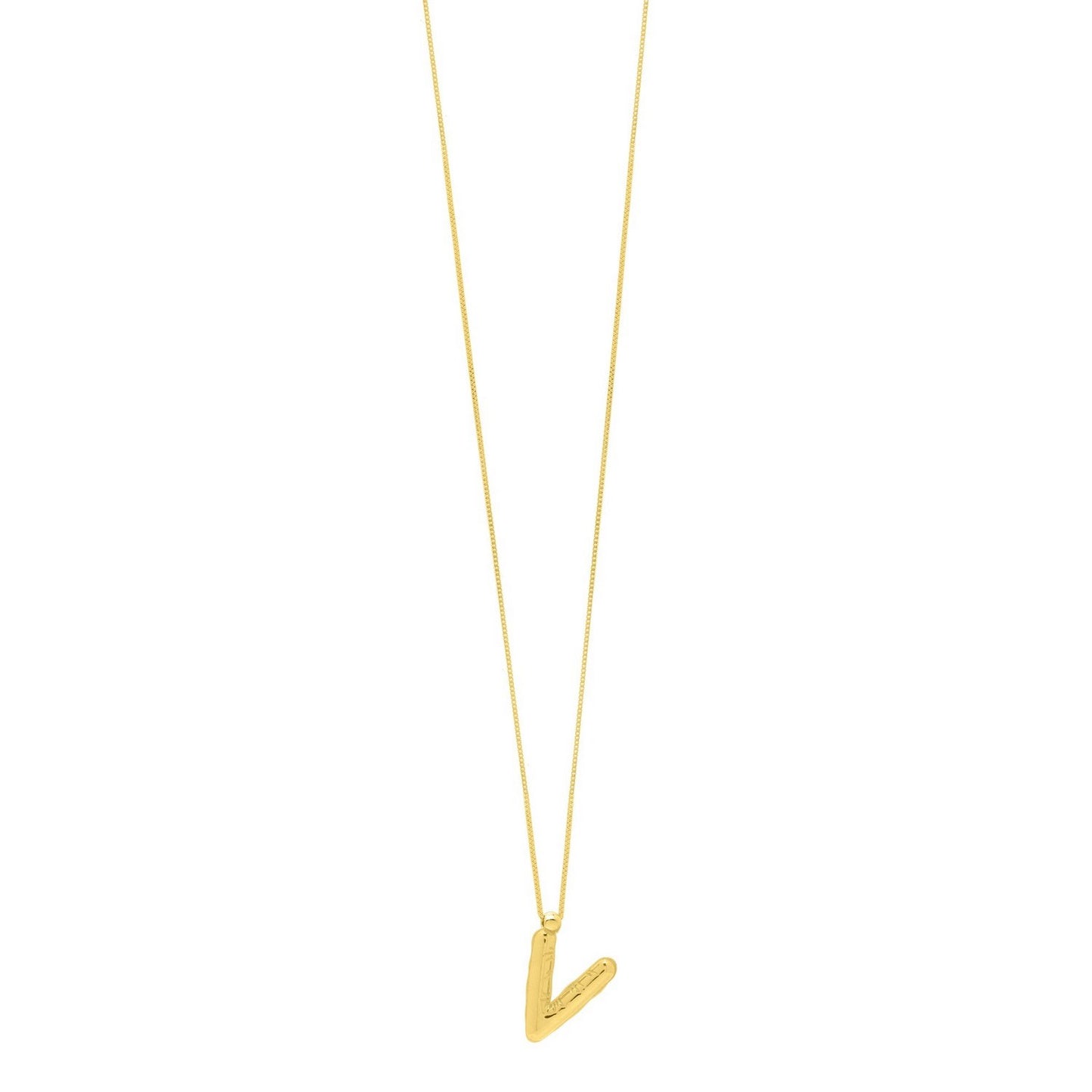 14K Yellow Gold Helium Initial V Pendant