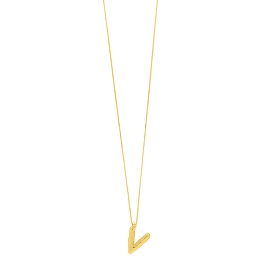 14K Yellow Gold Helium Initial V Pendant