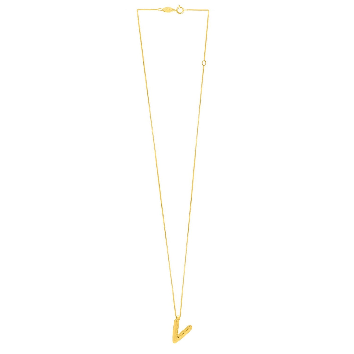 14K Yellow Gold Helium Initial V Pendant