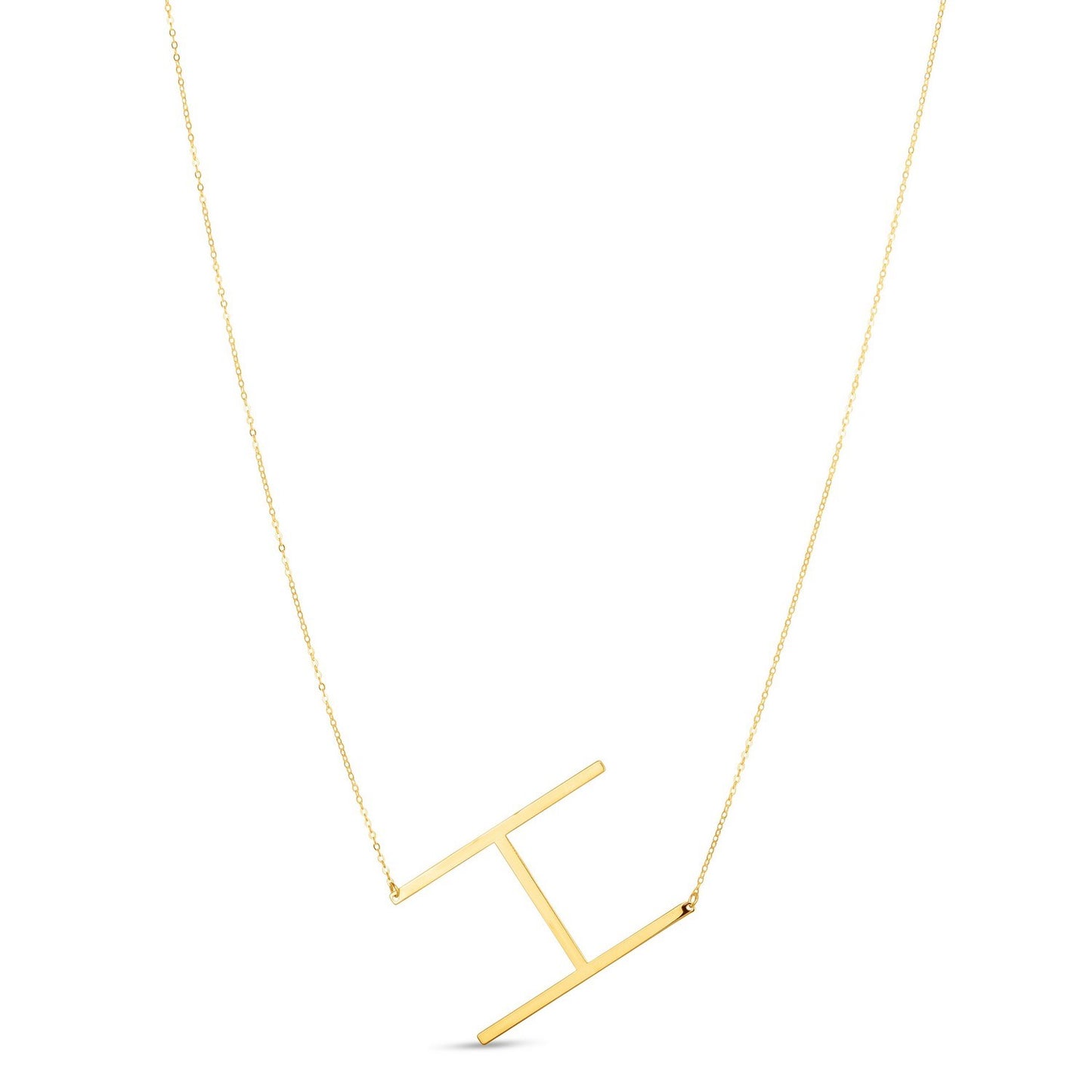 14K Yellow Gold Yours Truly Large Initial H Necklace