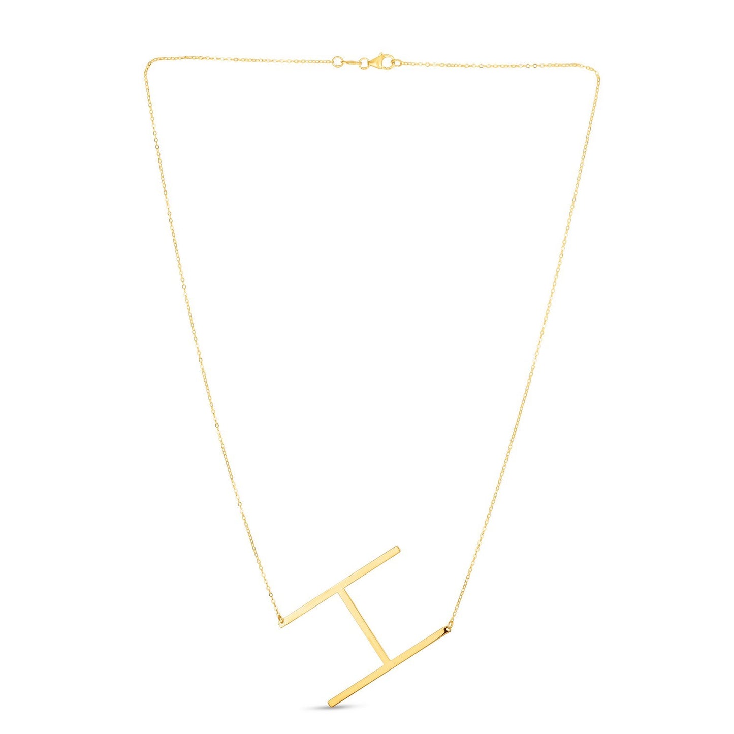 14K Yellow Gold Yours Truly Large Initial H Necklace