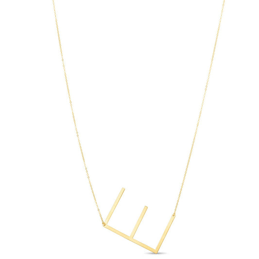 14K Yellow Gold Yours Truly Large Initial E Necklace