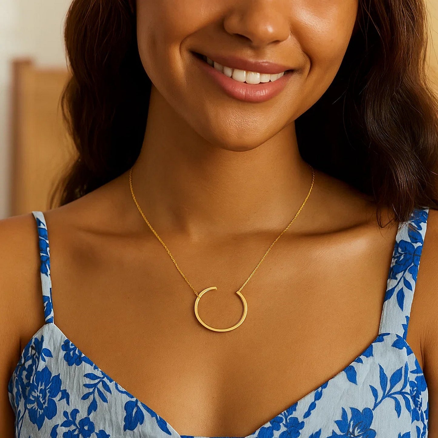 14K Yellow Gold Yours Truly Large Initial C Necklace