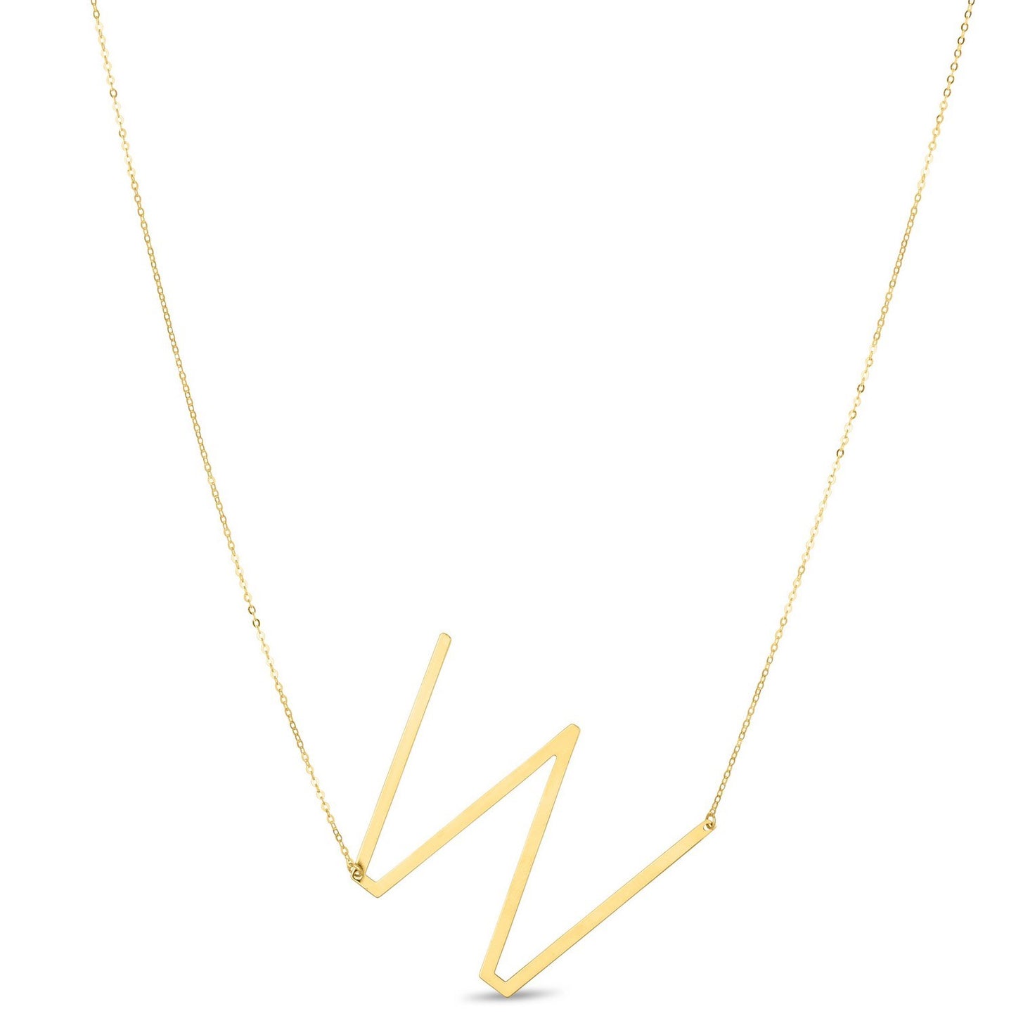 14K Yellow Gold Yours Truly Large Initial W Necklace