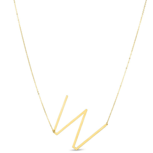 14K Yellow Gold Yours Truly Large Initial W Necklace