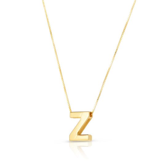 14K Yellow Gold Yours Truly Block Letter Initial Z Necklace