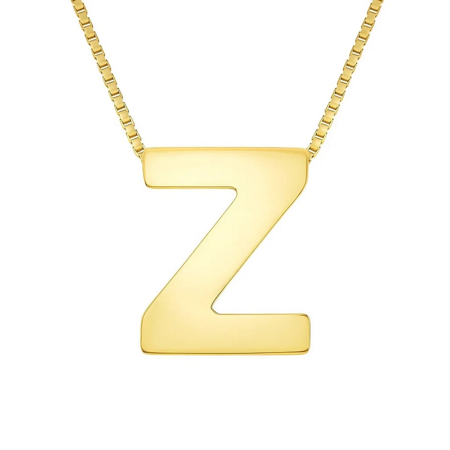 14K Yellow Gold Yours Truly Block Letter Initial Z Necklace