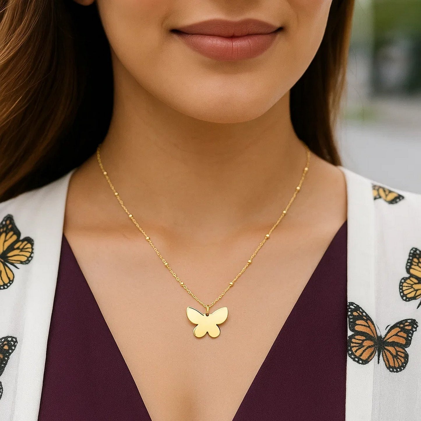 14k Yellow Gold Papillon Butterfly Necklace