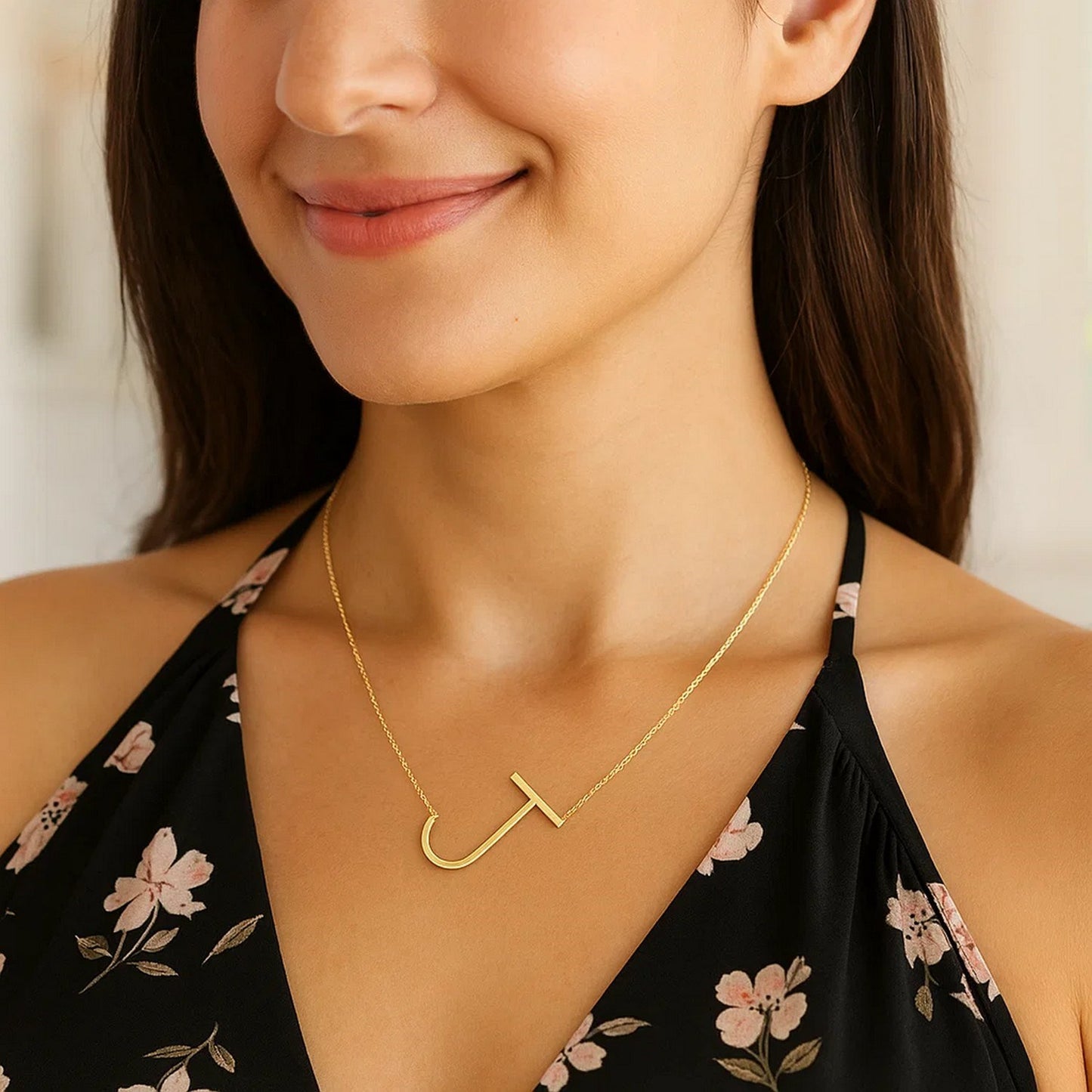 14K Yellow Gold Yours Truly Large Initial J Necklace