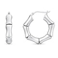 Sterling Silver Rhodium Plated Bold Bamboo Hoop Earrings